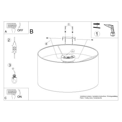 Griestu lampa TELESTO 1xE27/15W/230V d. 35 cm balta/bēša