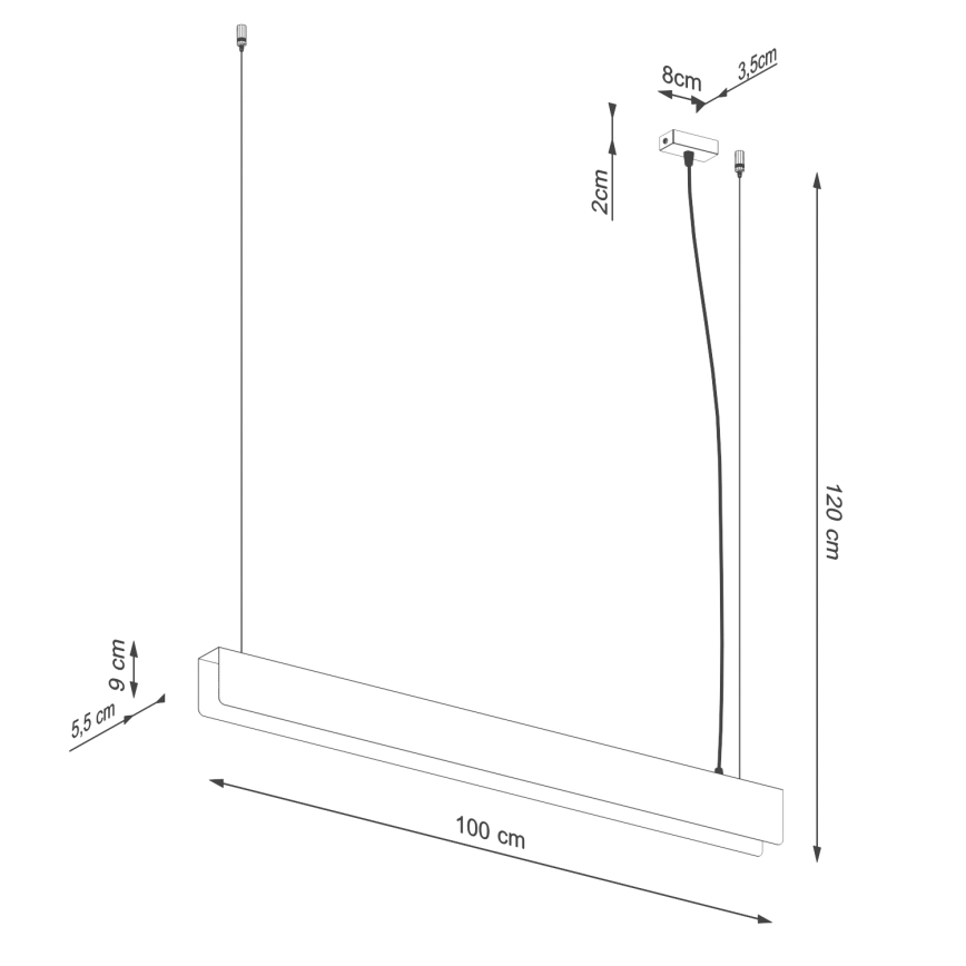 LED Lustra ar auklu SPARK 1xG13/8,5W/230V balta