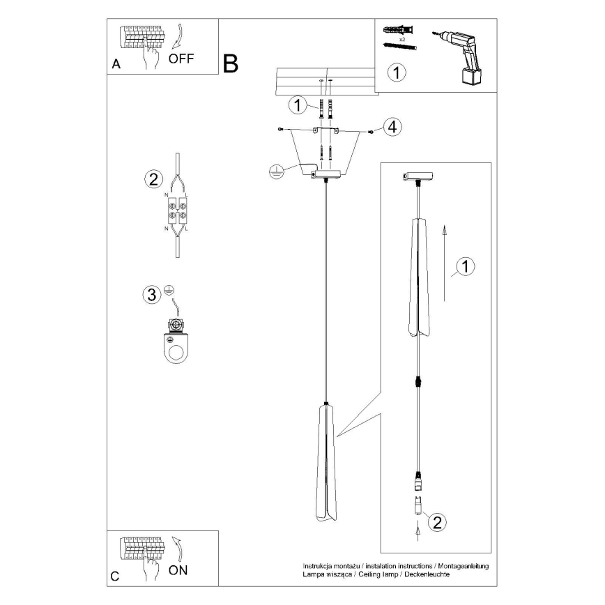 Lustra ar auklu PRYSM 1xG9/8W/230V melna