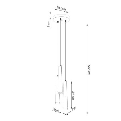 Lustra ar auklu PRYSM 3xG9/8W/230V melna