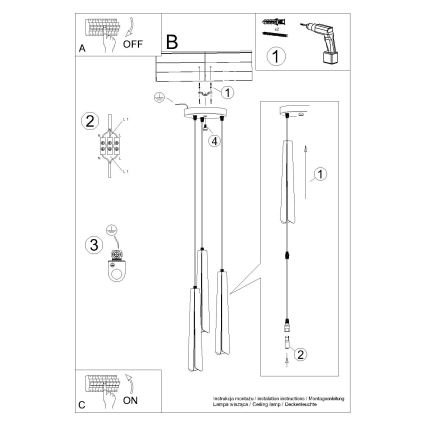 Lustra ar auklu PRYSM 3xG9/8W/230V melna