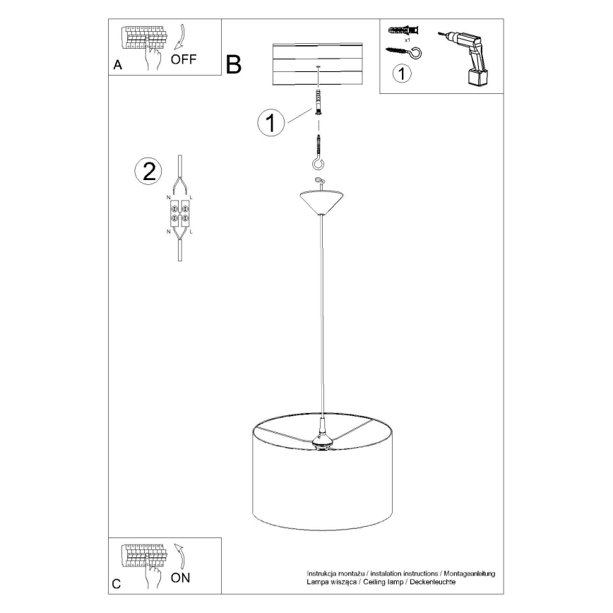 Lustra ar auklu NOVA 1xE27/15W/230V d. 40 cm balta