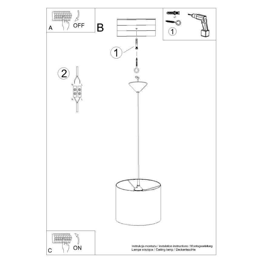 Lustra ar auklu NOVA 1xE27/15W/230V d. 30 cm melna