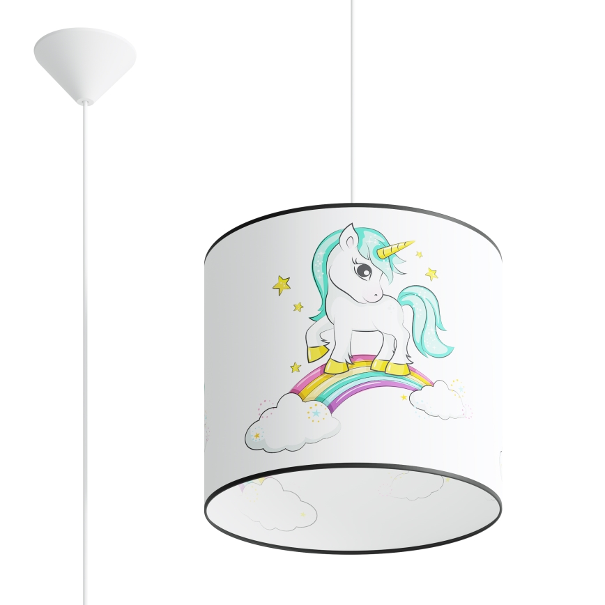 Bērnu lustra ar auklu UNICORN 1xE27/15W/230V d. 30 cm vienradzis