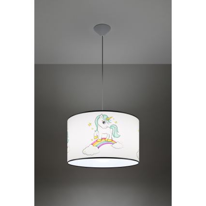 Bērnu lustra ar auklu UNICORN 1xE27/15W/230V d. 40 cm vienradzis