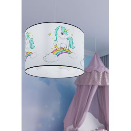 Bērnu lustra ar auklu UNICORN 1xE27/15W/230V d. 40 cm vienradzis