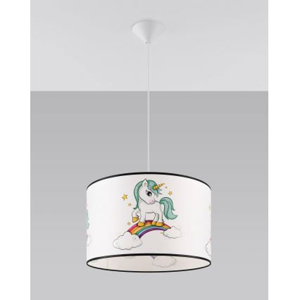 Bērnu lustra ar auklu UNICORN 1xE27/15W/230V d. 40 cm vienradzis