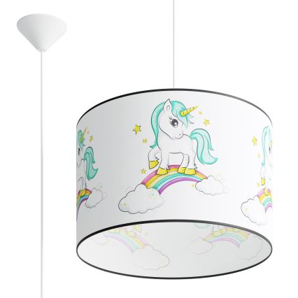 Bērnu lustra ar auklu UNICORN 1xE27/15W/230V d. 40 cm vienradzis