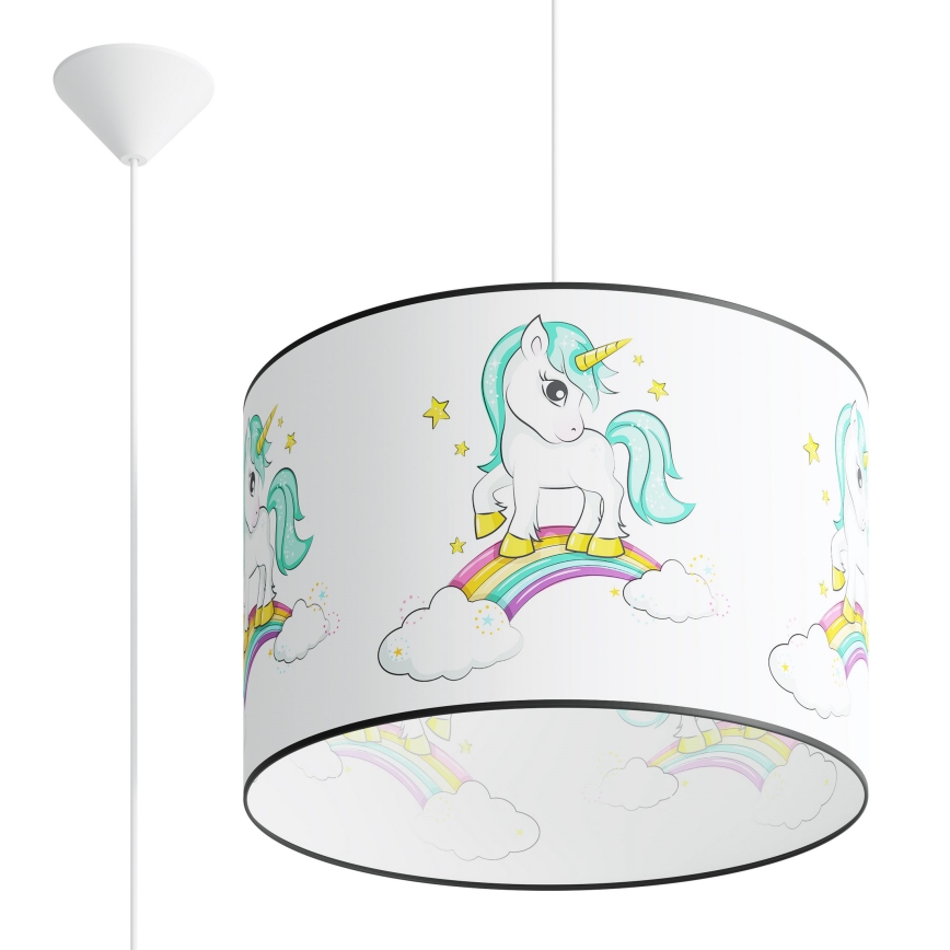 Bērnu lustra ar auklu UNICORN 1xE27/15W/230V d. 40 cm vienradzis