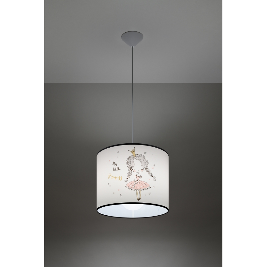 Bērnu lustra ar auklu PRINCESS 1xE27/15W/230V d. 30 cm princese