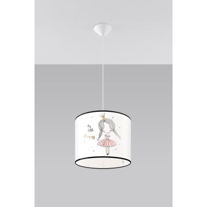Bērnu lustra ar auklu PRINCESS 1xE27/15W/230V d. 30 cm princese
