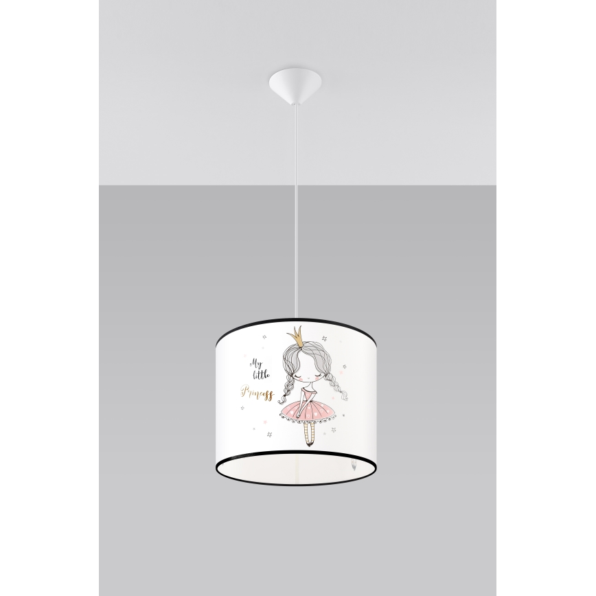 Bērnu lustra ar auklu PRINCESS 1xE27/15W/230V d. 30 cm princese