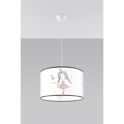 Bērnu lustra ar auklu PRINCESS 1xE27/15W/230V d. 40 cm princese