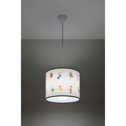 Bērnu lustra ar auklu FAIRY 1xE27/15W/230V d. 30 cm pasaka