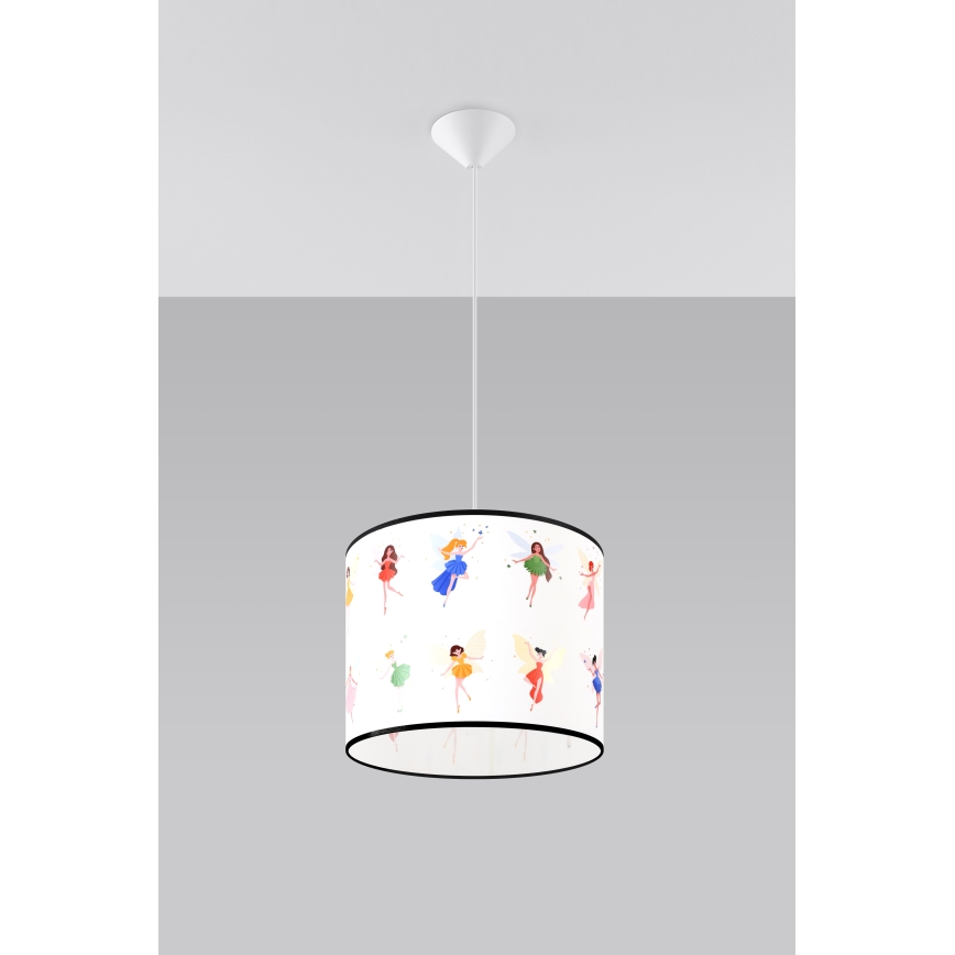 Bērnu lustra ar auklu FAIRY 1xE27/15W/230V d. 30 cm pasaka