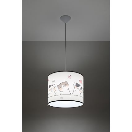 Bērnu lustra ar auklu CAT 1xE27/15W/230V d. 30 cm kaķis