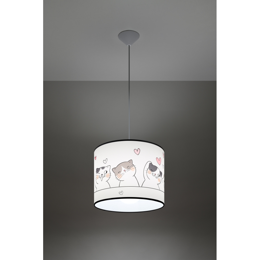 Bērnu lustra ar auklu CAT 1xE27/15W/230V d. 30 cm kaķis