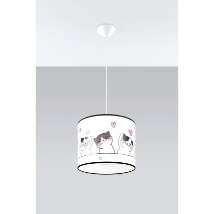 Bērnu lustra ar auklu CAT 1xE27/15W/230V d. 30 cm kaķis