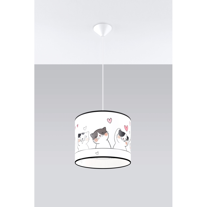 Bērnu lustra ar auklu CAT 1xE27/15W/230V d. 30 cm kaķis