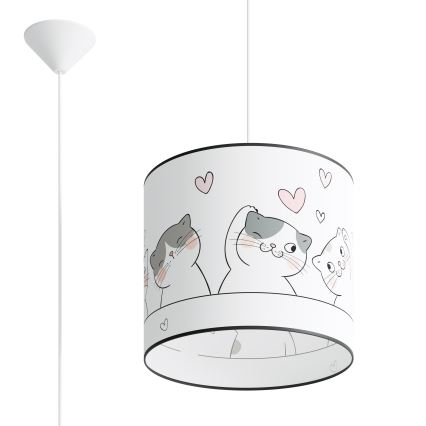 Bērnu lustra ar auklu CAT 1xE27/15W/230V d. 30 cm kaķis