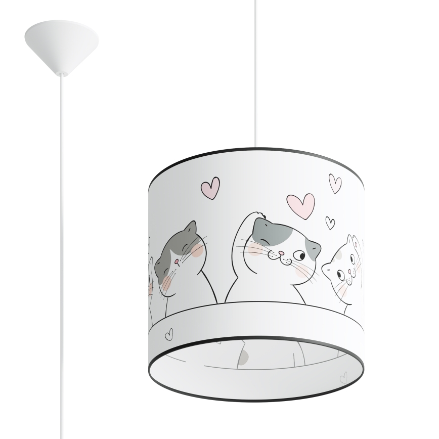 Bērnu lustra ar auklu CAT 1xE27/15W/230V d. 30 cm kaķis