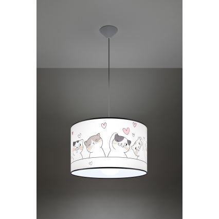 Bērnu lustra ar auklu CAT 1xE27/15W/230V d. 40 cm kaķis