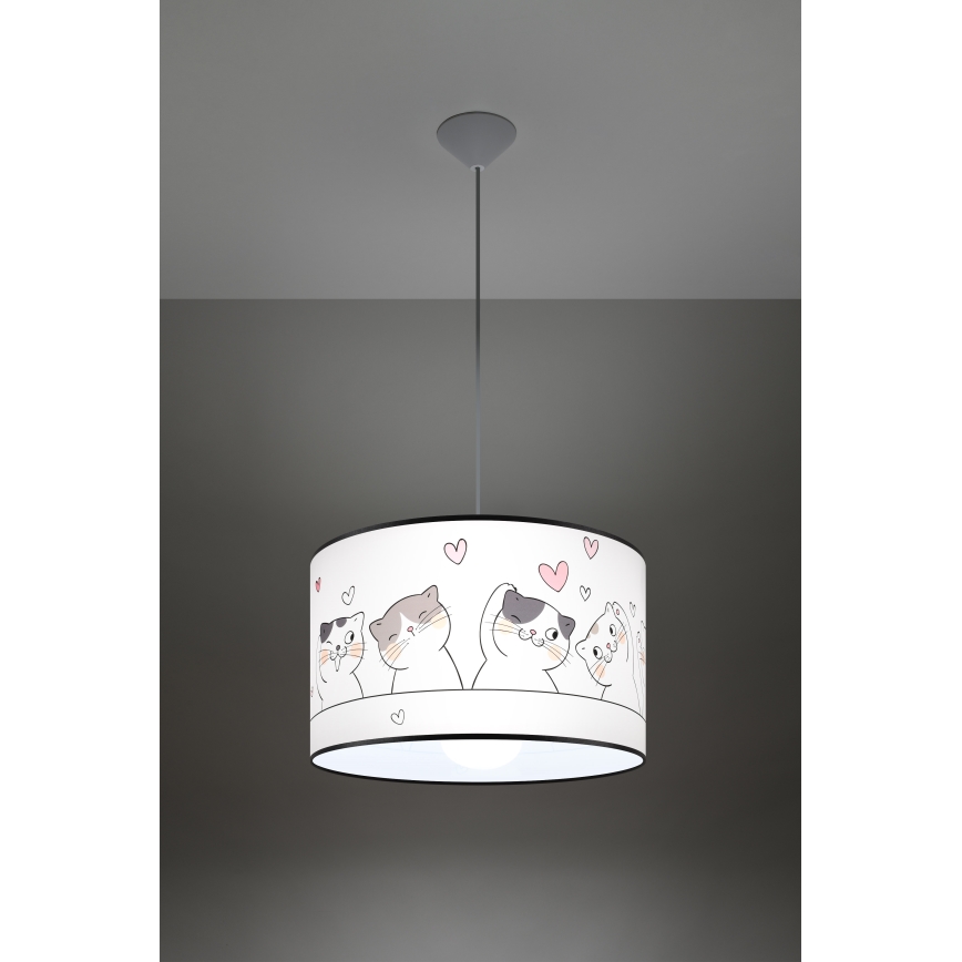 Bērnu lustra ar auklu CAT 1xE27/15W/230V d. 40 cm kaķis