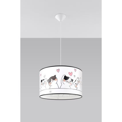 Bērnu lustra ar auklu CAT 1xE27/15W/230V d. 40 cm kaķis