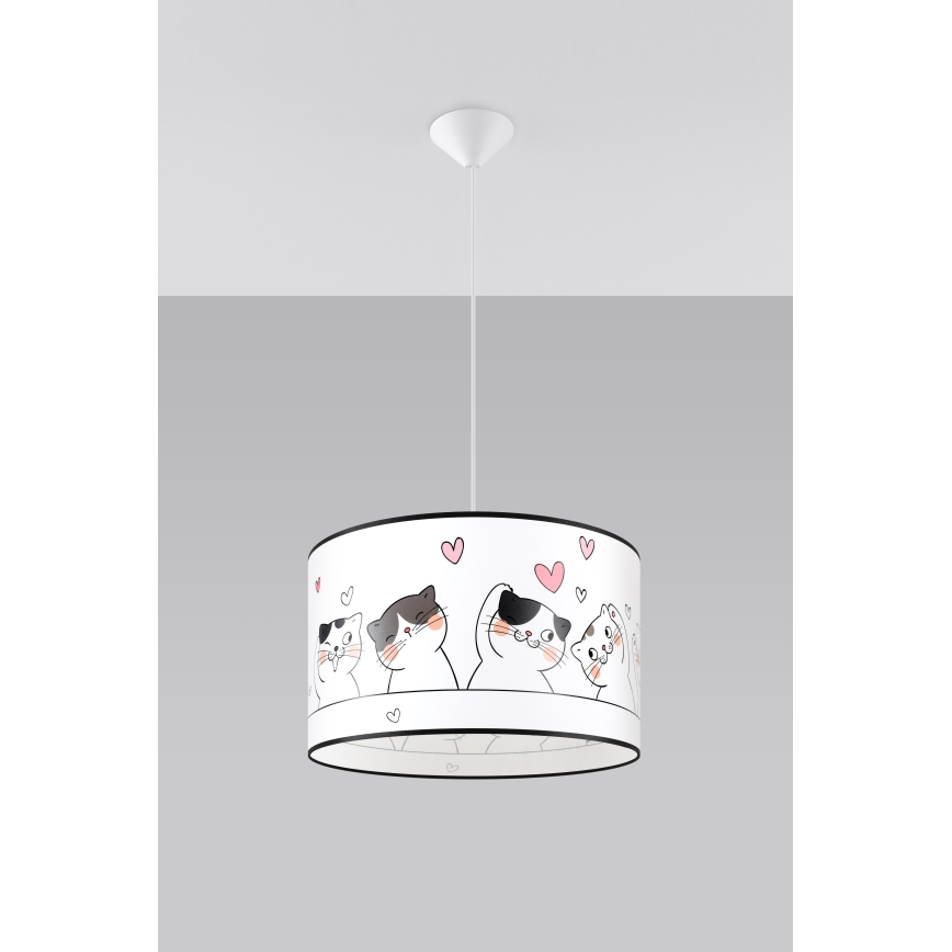 Bērnu lustra ar auklu CAT 1xE27/15W/230V d. 40 cm kaķis