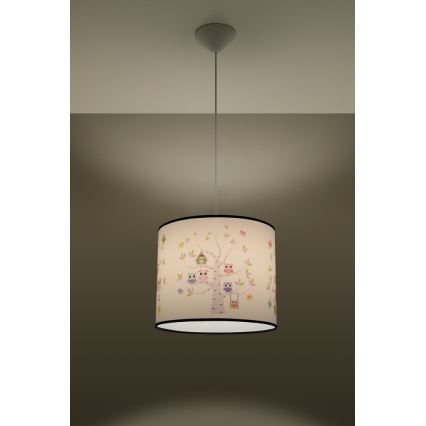 Bērnu lustra ar auklu OWLS 1xE27/15W/230V d. 30 cm pūces