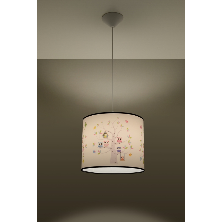 Bērnu lustra ar auklu OWLS 1xE27/15W/230V d. 30 cm pūces