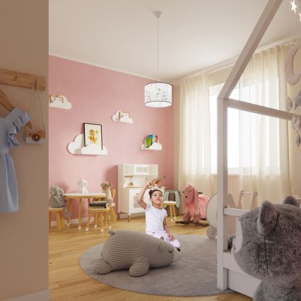 Bērnu lustra ar auklu OWLS 1xE27/15W/230V d. 30 cm pūces