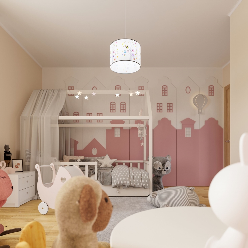 Bērnu lustra ar auklu OWLS 1xE27/15W/230V d. 30 cm pūces