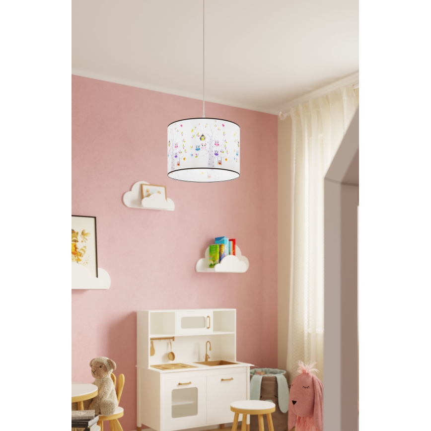 Bērnu lustra ar auklu OWLS 1xE27/15W/230V d. 30 cm pūces