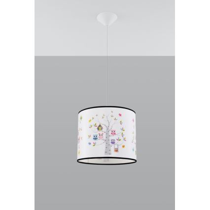 Bērnu lustra ar auklu OWLS 1xE27/15W/230V d. 30 cm pūces