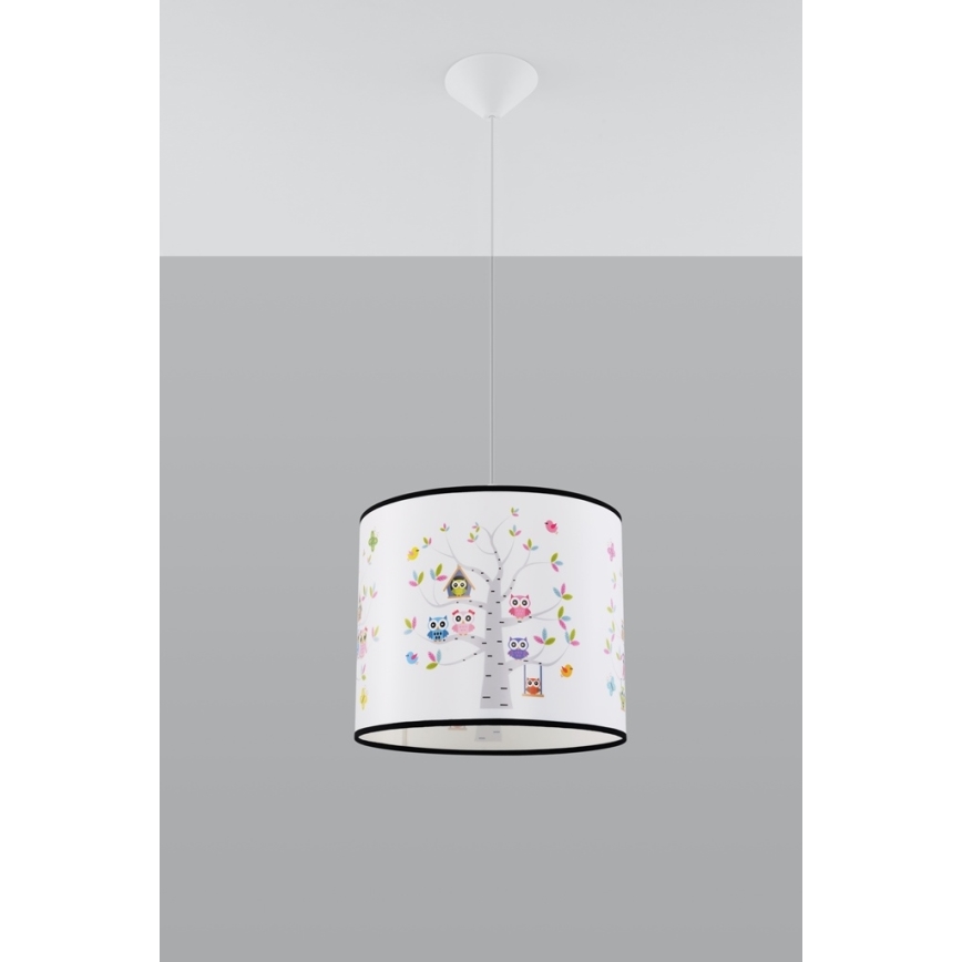 Bērnu lustra ar auklu OWLS 1xE27/15W/230V d. 30 cm pūces