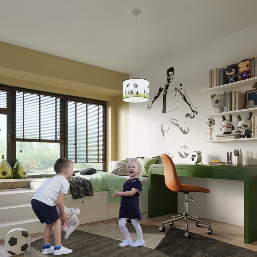 Bērnu lustra ar auklu FOOTBALL 1xE27/15W/230V d. 30 cm futbols
