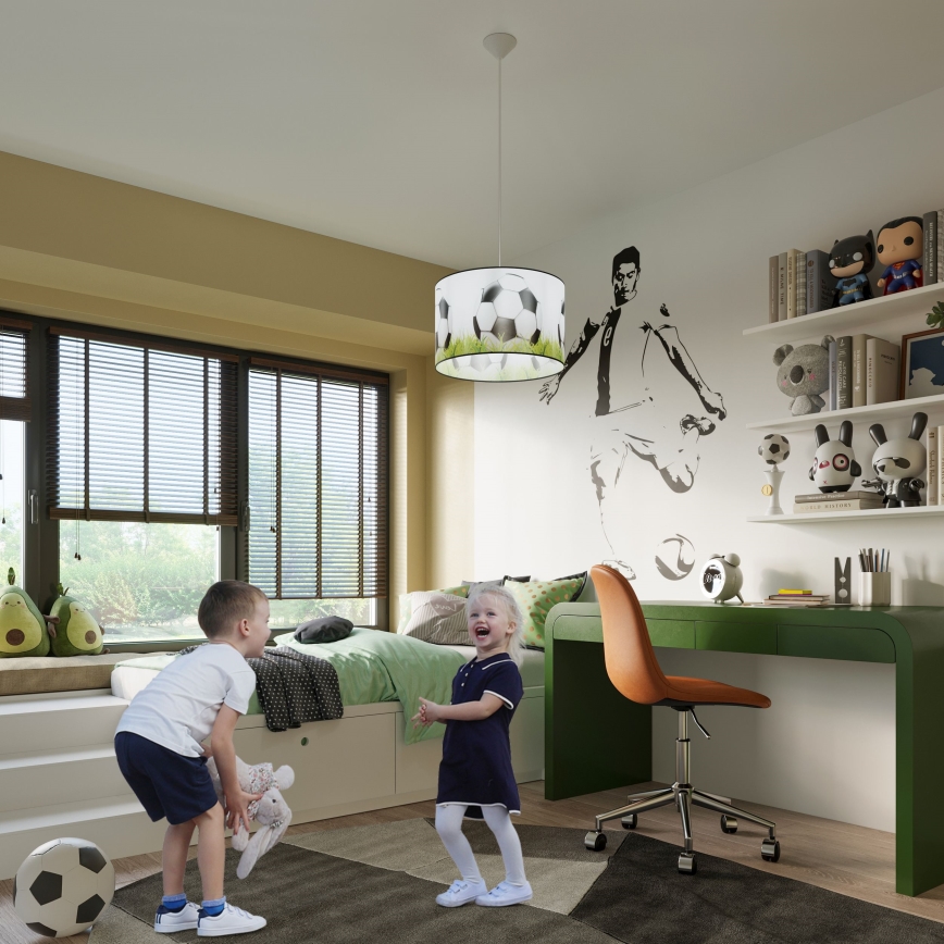 Bērnu lustra ar auklu FOOTBALL 1xE27/15W/230V d. 40 cm futbols