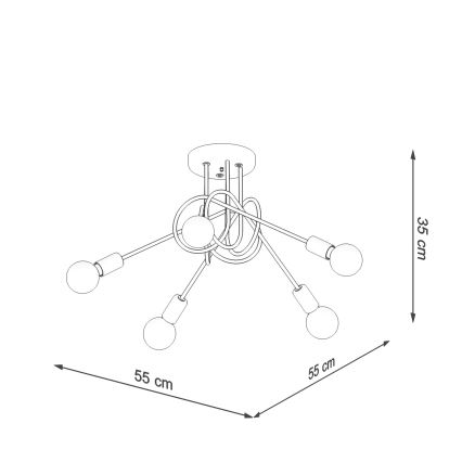 Virsapmetuma lustra LOOP 5xE27/15W/230V balta