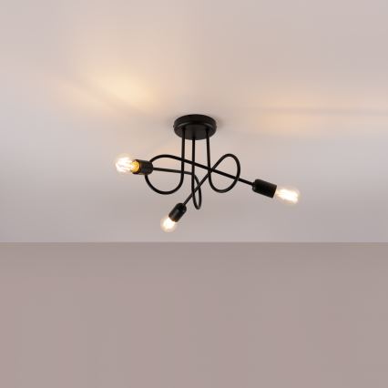 Virsapmetuma lustra LOOP 3xE27/15W/230V melna