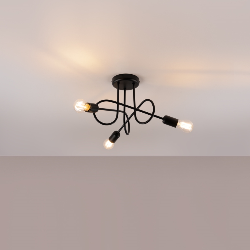 Virsapmetuma lustra LOOP 3xE27/15W/230V melna