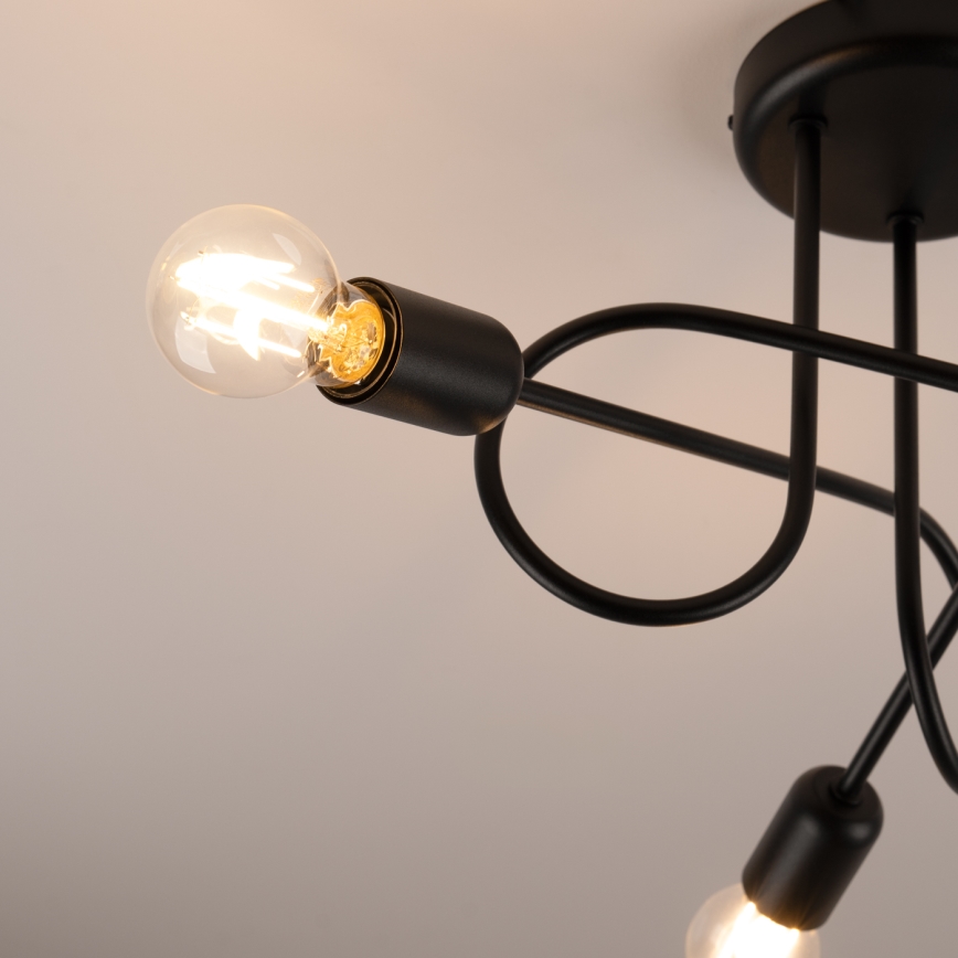 Virsapmetuma lustra LOOP 3xE27/15W/230V melna