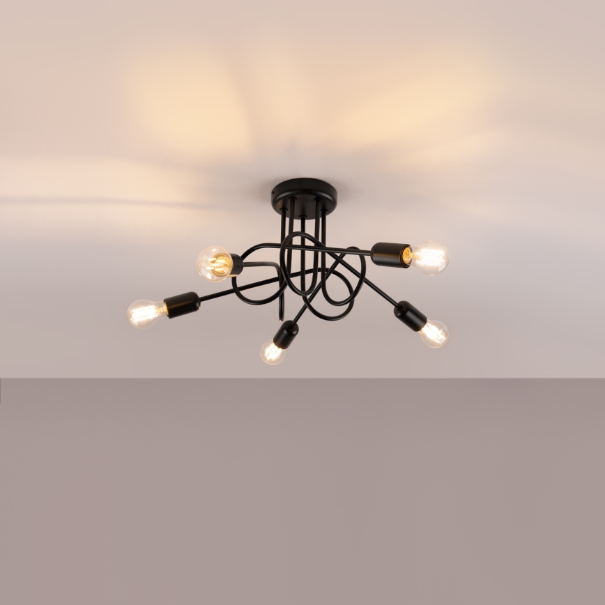 Virsapmetuma lustra LOOP 5xE27/15W/230V melna