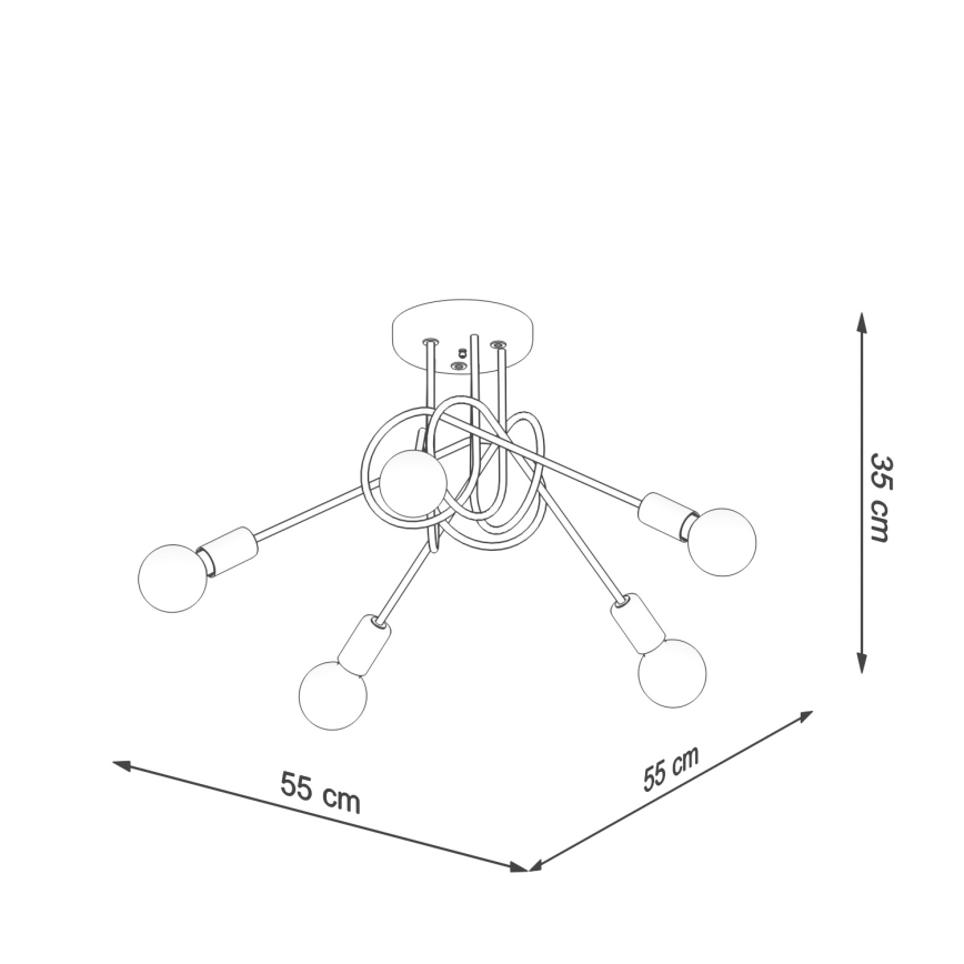 Virsapmetuma lustra LOOP 5xE27/15W/230V zelta