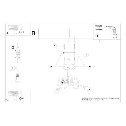 Virsapmetuma lustra LOOP 3xE27/15W/230V spīdīgi hromēts
