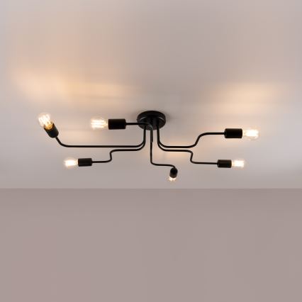 Virsapmetuma lustra VECTOR 6xE27/15W/230V melna