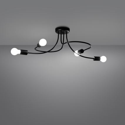 Lustra ar stieni LEVAR 4xE27/15W/230V melna