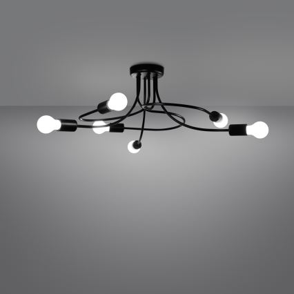 Lustra ar stieni LEVAR 6xE27/15W/230V melna