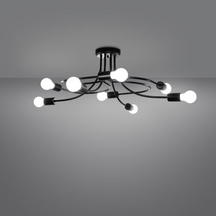 Lustra ar stieni LEVAR 8xE27/15W/230V melna