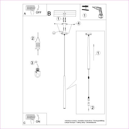 Lustra ar auklu BLISS 1xG9/8W/230V melna
